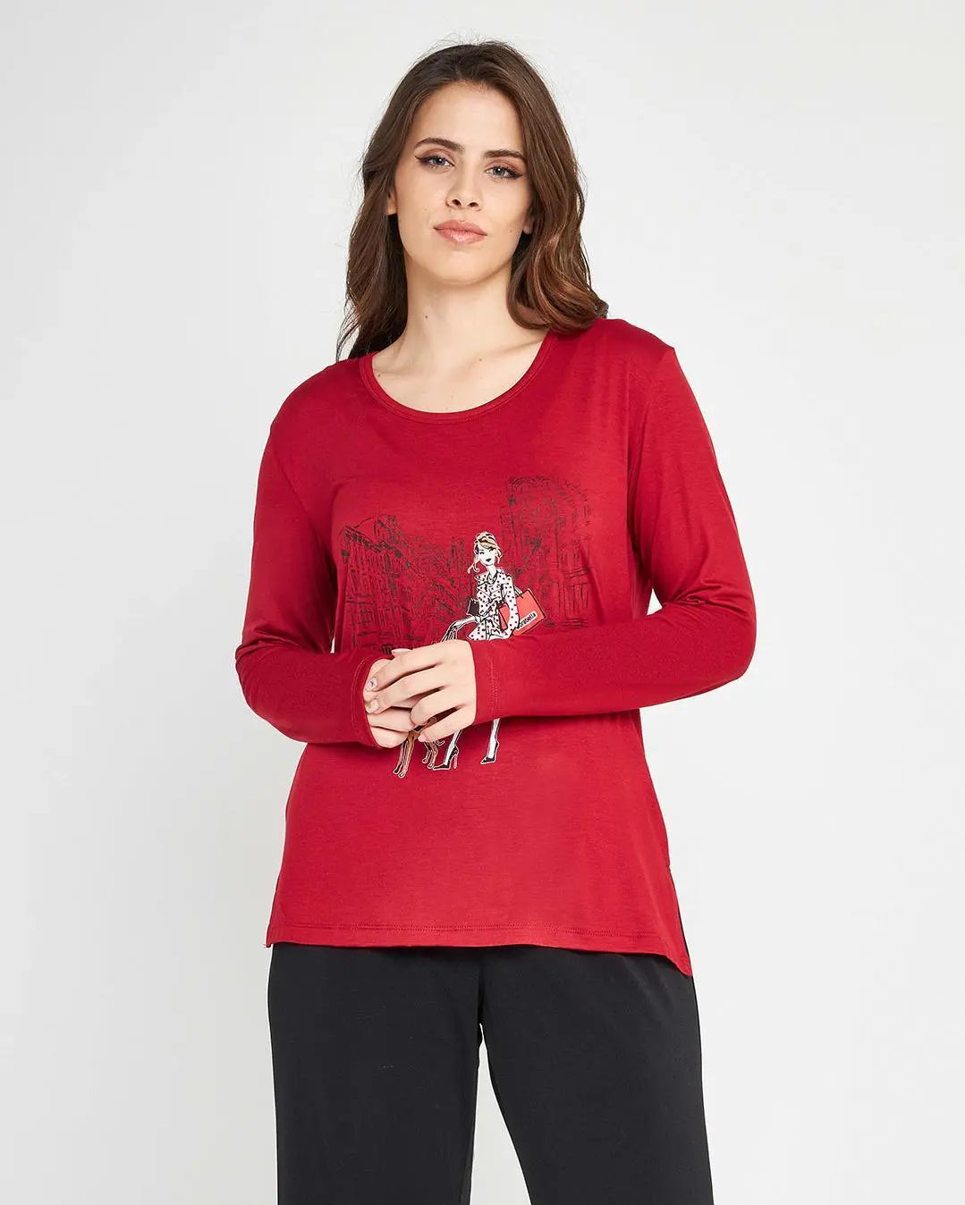 Maglia stampa city ROSSO DORABELLA PIU' XL