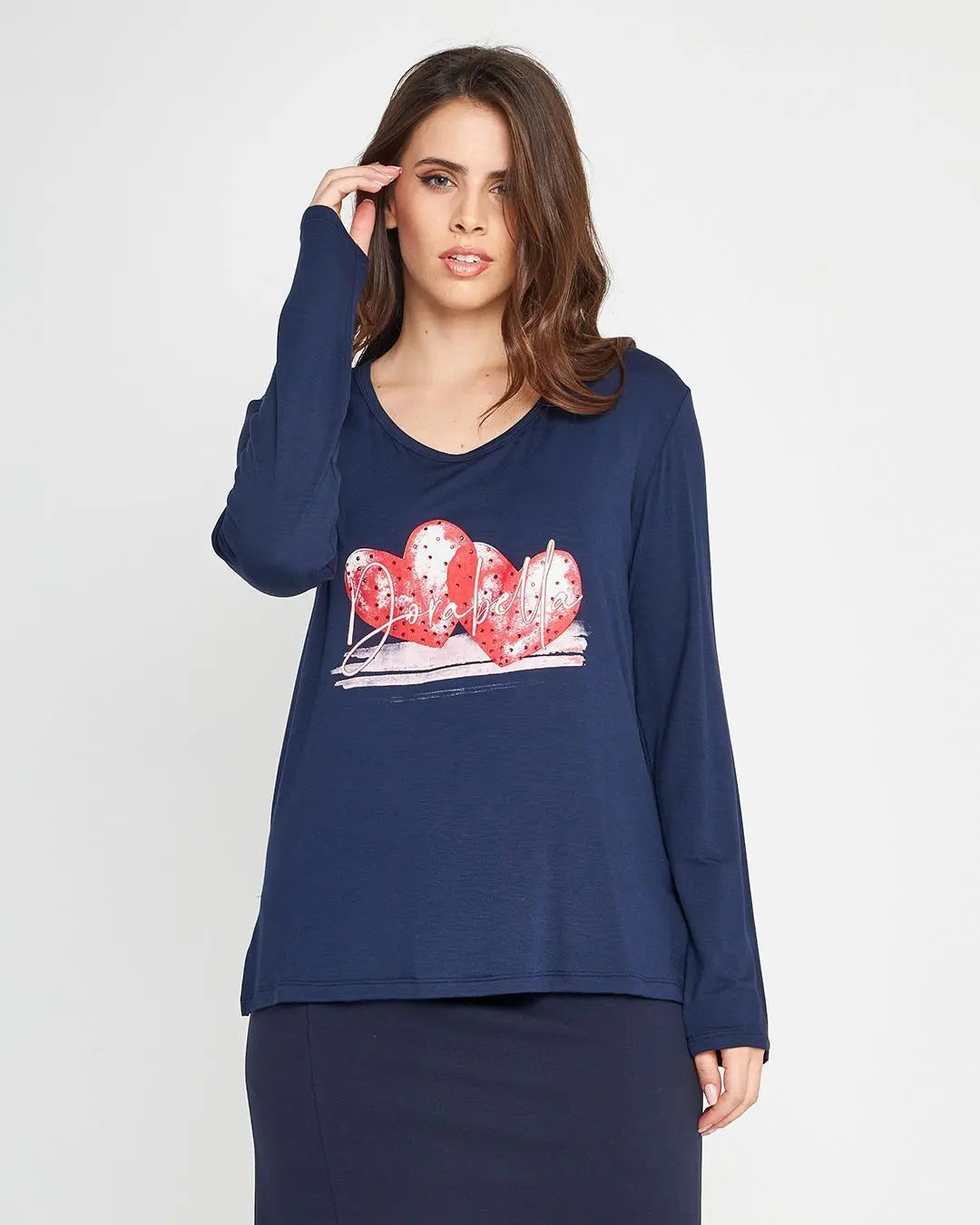 Maglia stampa cuori Blu DORABELLA PIU' XL