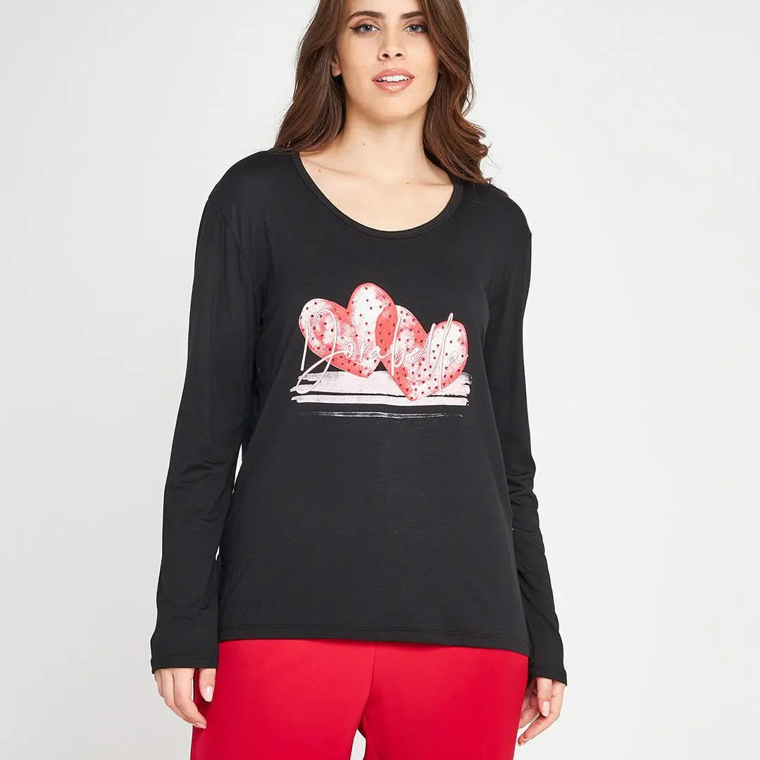 Maglia stampa cuori Nero DORABELLA PIU' XL