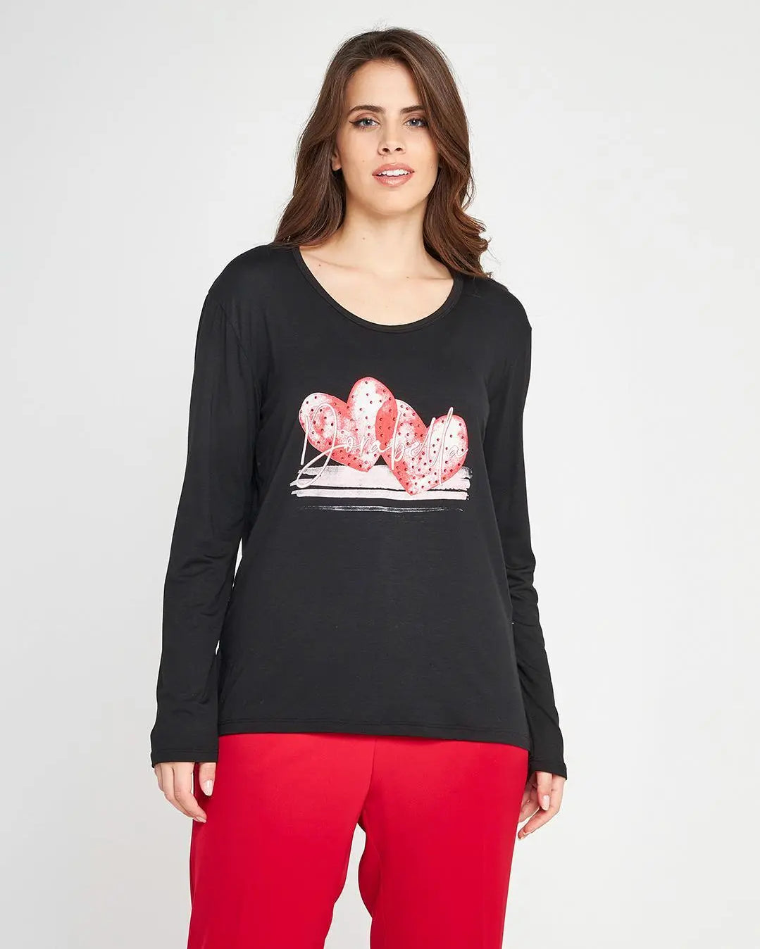 Maglia stampa cuori Nero DORABELLA PIU' XL