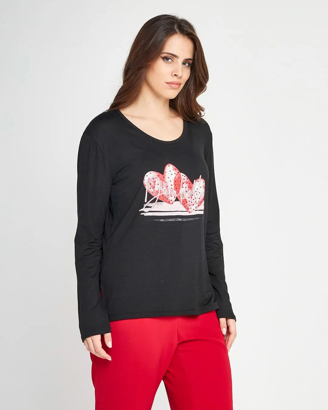 Maglia stampa cuori Nero DORABELLA PIU'