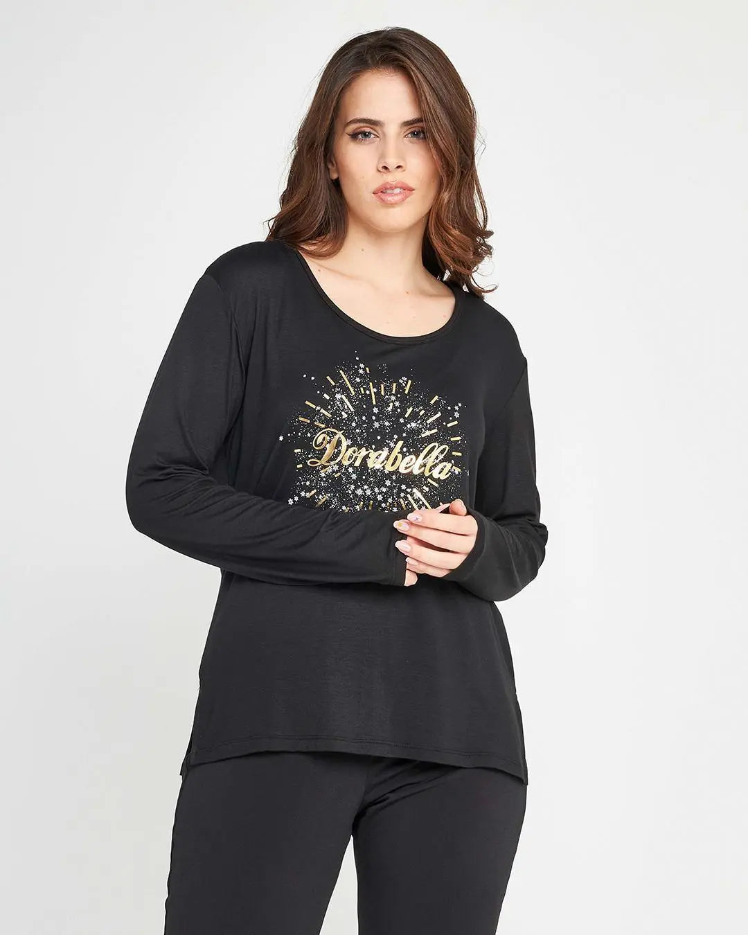 Maglia stampa oro NERO DORABELLA PIU'