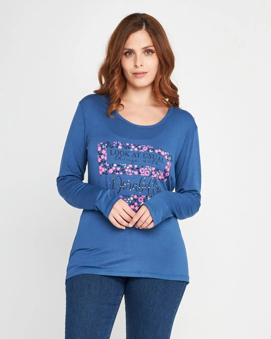 Maglia stampa provenzale Celeste DORABELLA