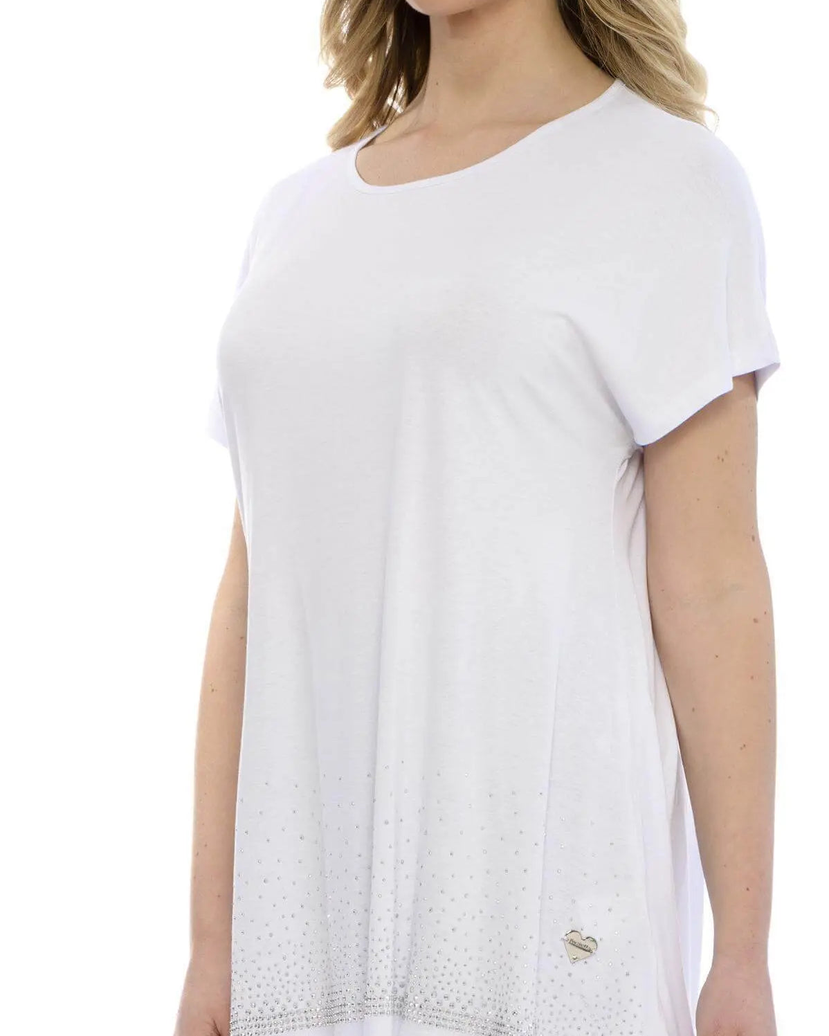 Maglia taglio ad A con strass BIANCO DORABELLA