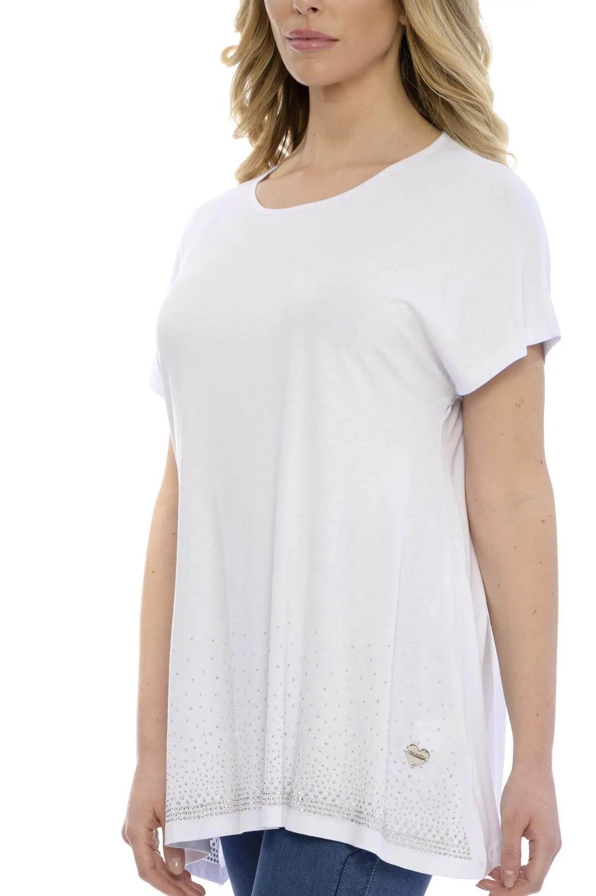 Maglia taglio ad A con strass BIANCO DORABELLA