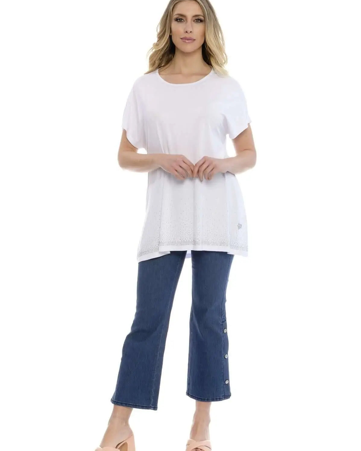 Maglia taglio ad A con strass BIANCO DORABELLA