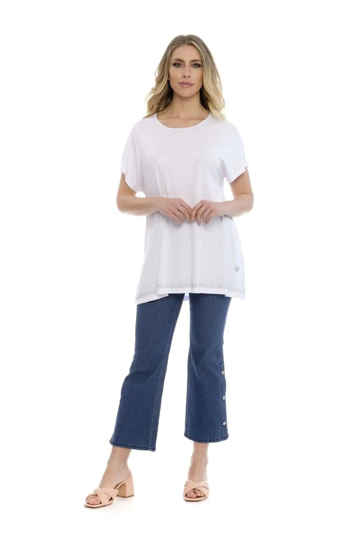 Maglia taglio ad A con strass BIANCO DORABELLA