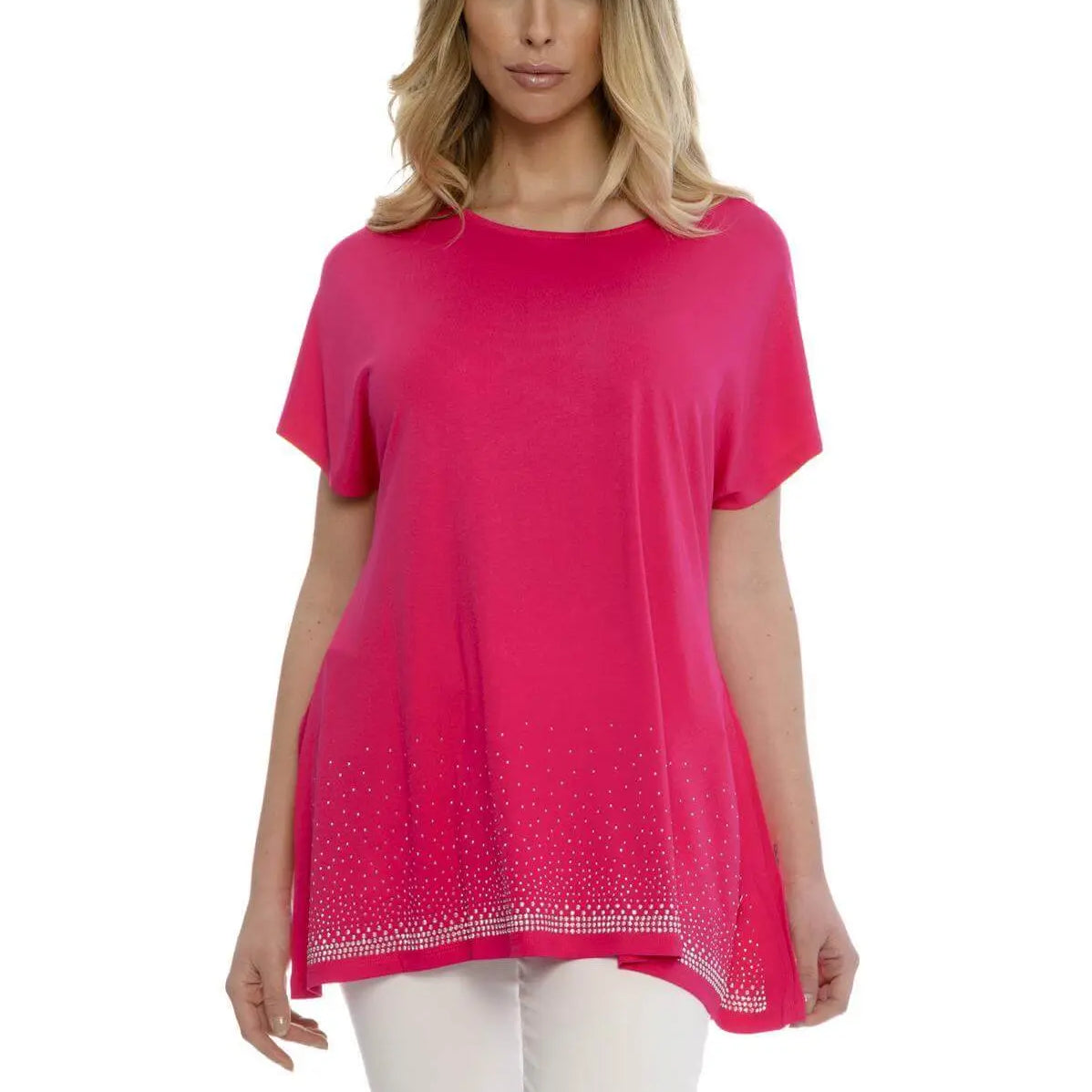 Maglia taglio ad A con strass FUXIA DORABELLA XL