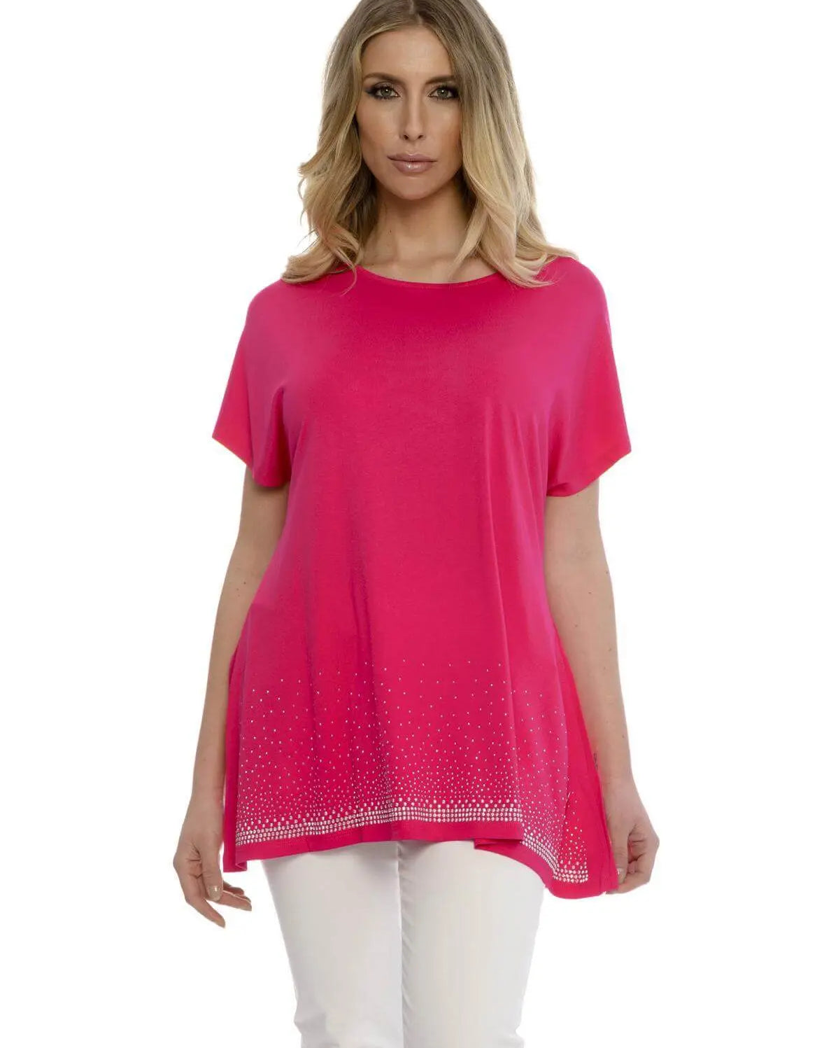 Maglia taglio ad A con strass FUXIA DORABELLA XL