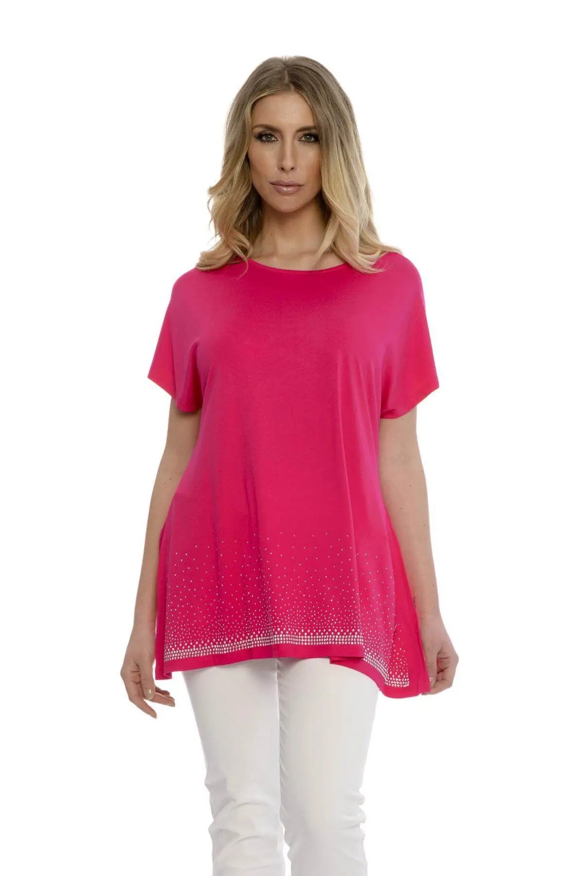 Maglia taglio ad A con strass FUXIA DORABELLA XL