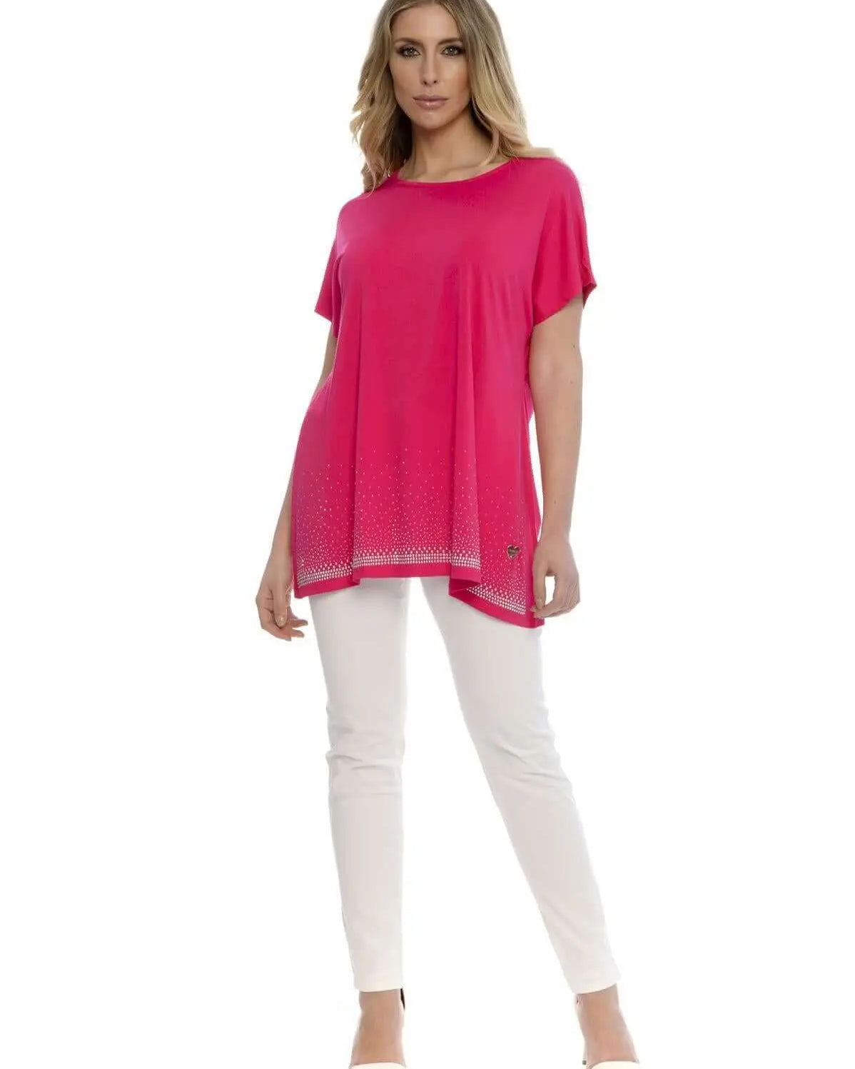 Maglia taglio ad A con strass FUXIA DORABELLA