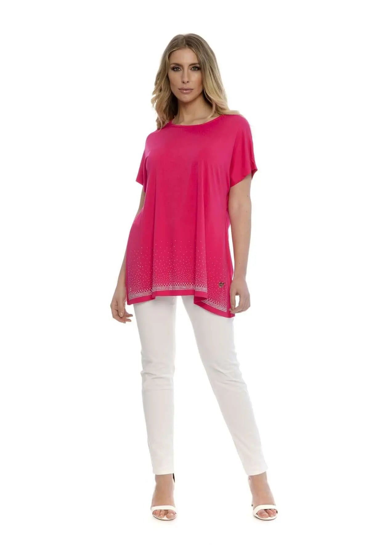 Maglia taglio ad A con strass FUXIA DORABELLA