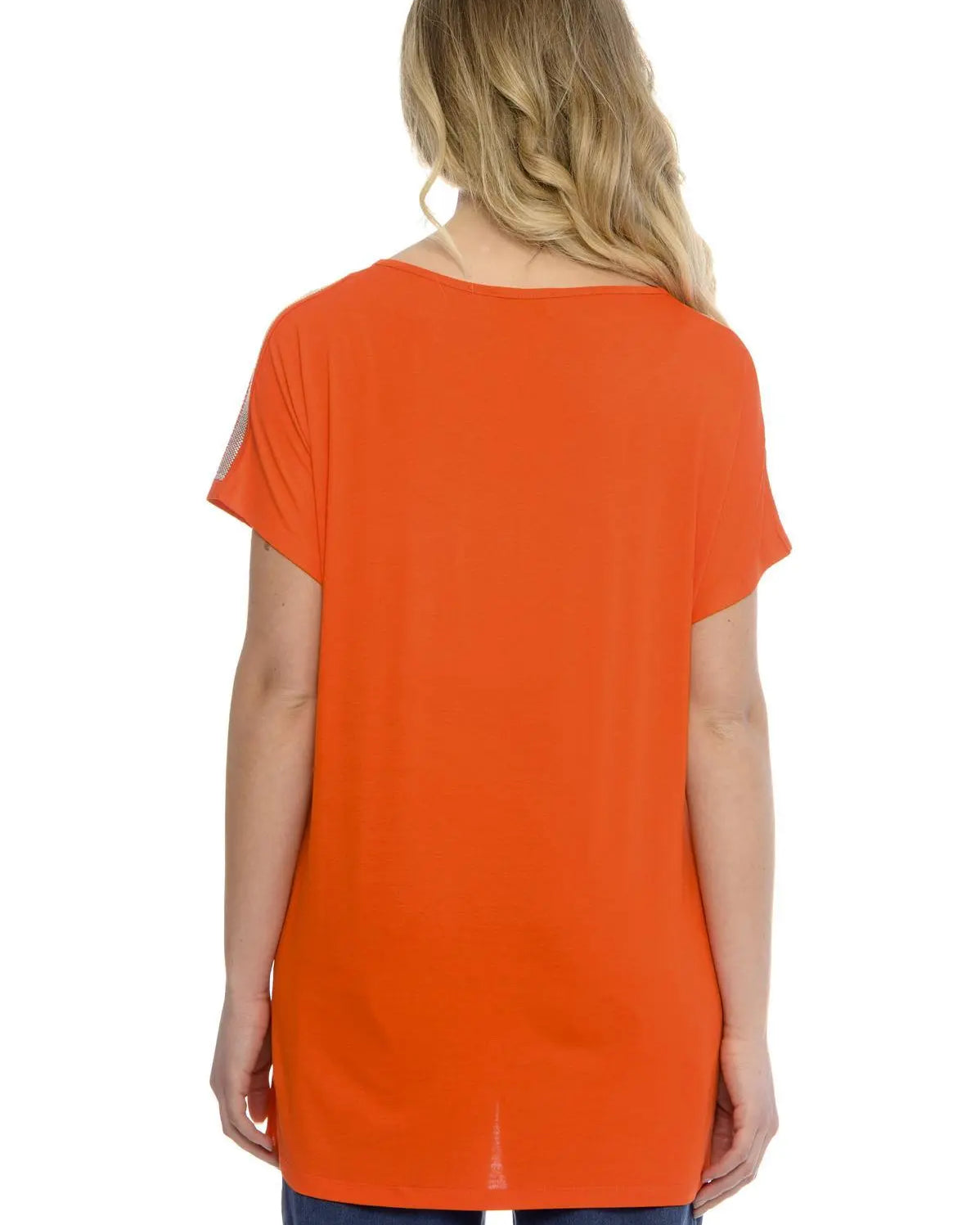 Maglia taglio ad A e strass ARANCIO DORABELLA