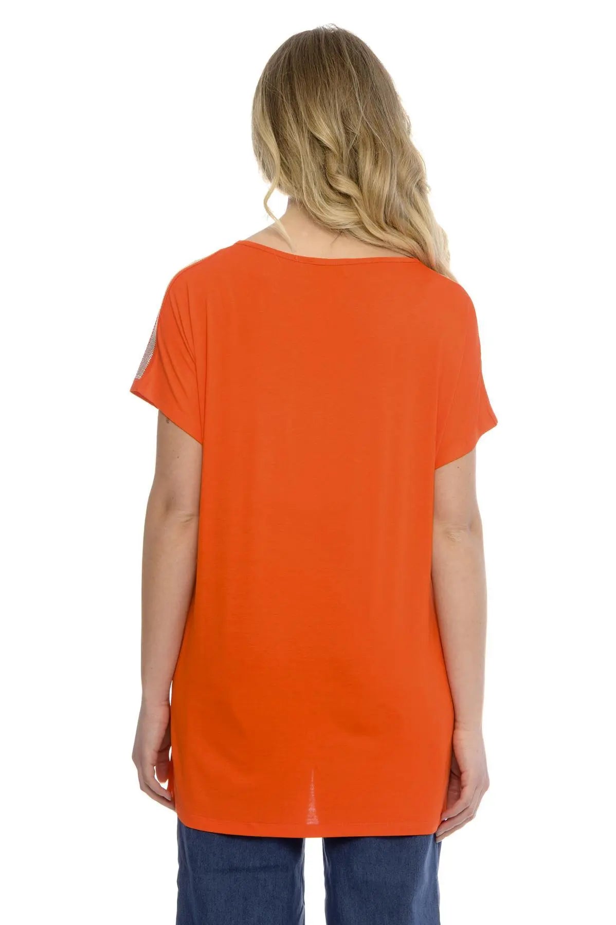 Maglia taglio ad A e strass ARANCIO DORABELLA