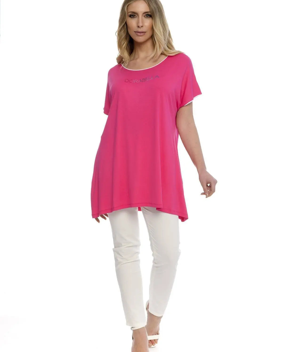 Maglia taglio ad A e strass FUXIA DORABELLA