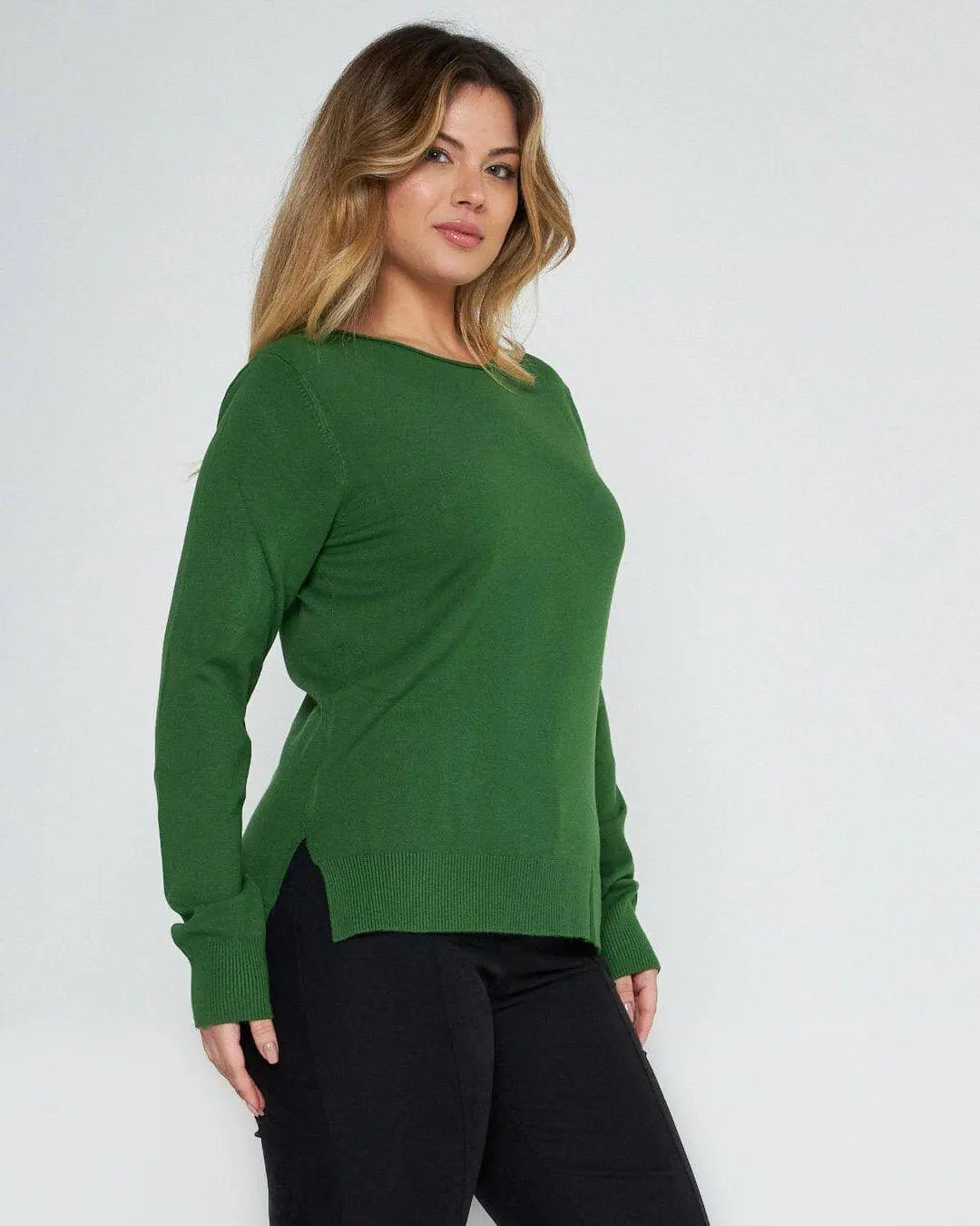 Maglia tinta unita girocollo VERDE BOSCO DORABELLA XXL