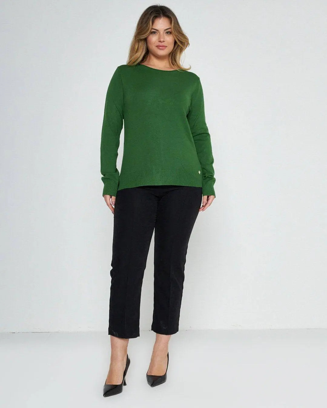 Maglia tinta unita girocollo VERDE BOSCO DORABELLA