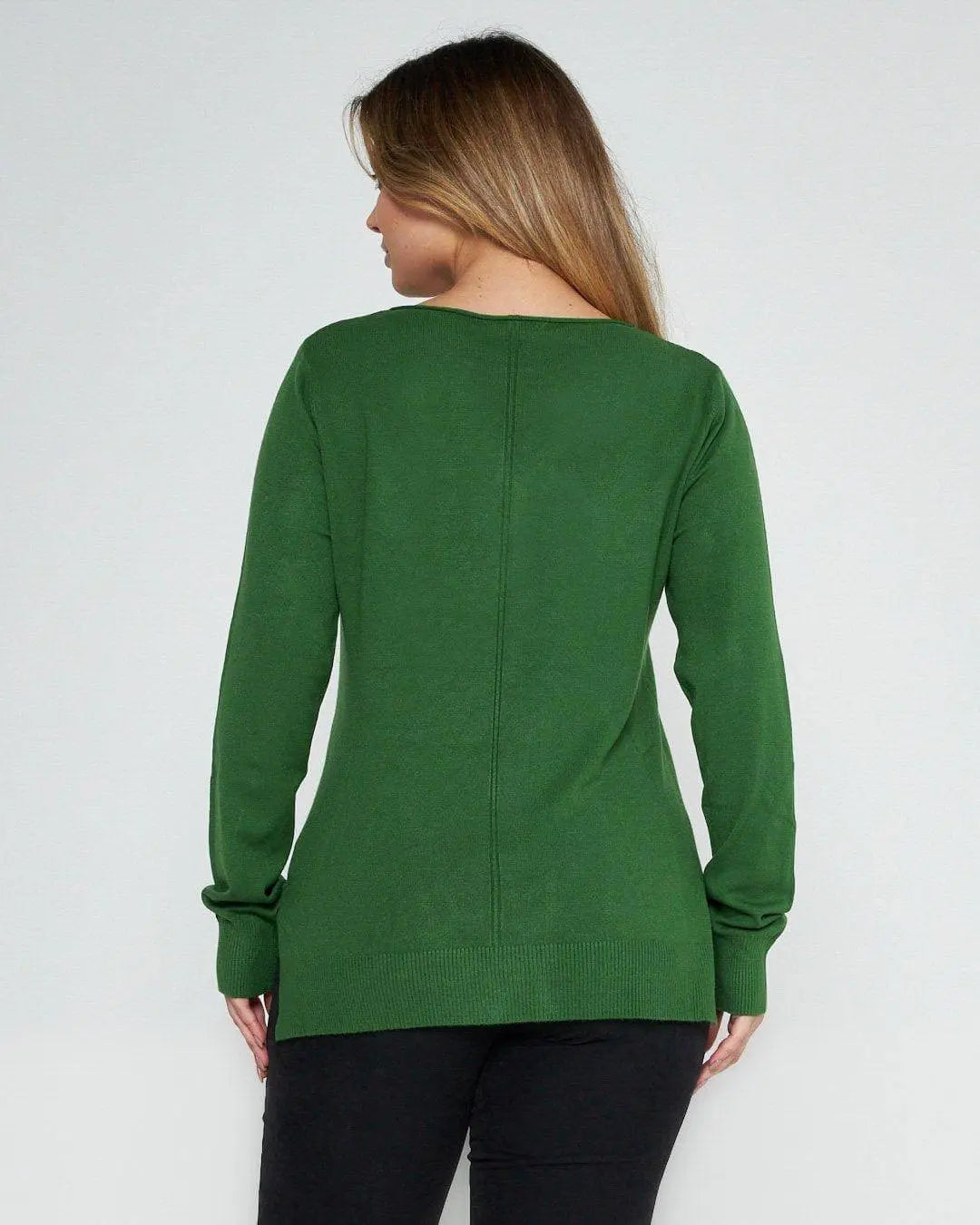 Maglia tinta unita girocollo VERDE BOSCO DORABELLA