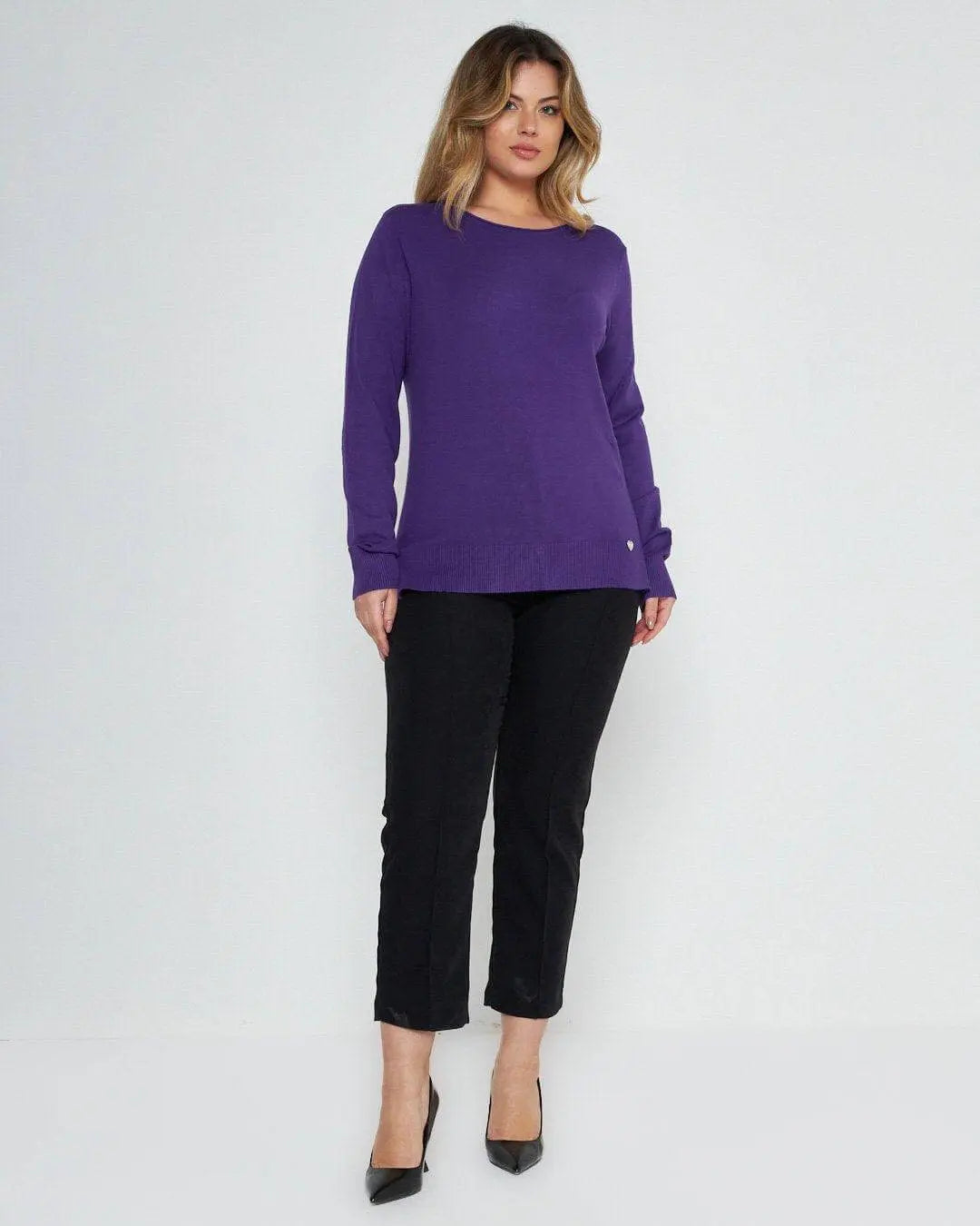 Maglia tinta unita girocollo VIOLA DORABELLA