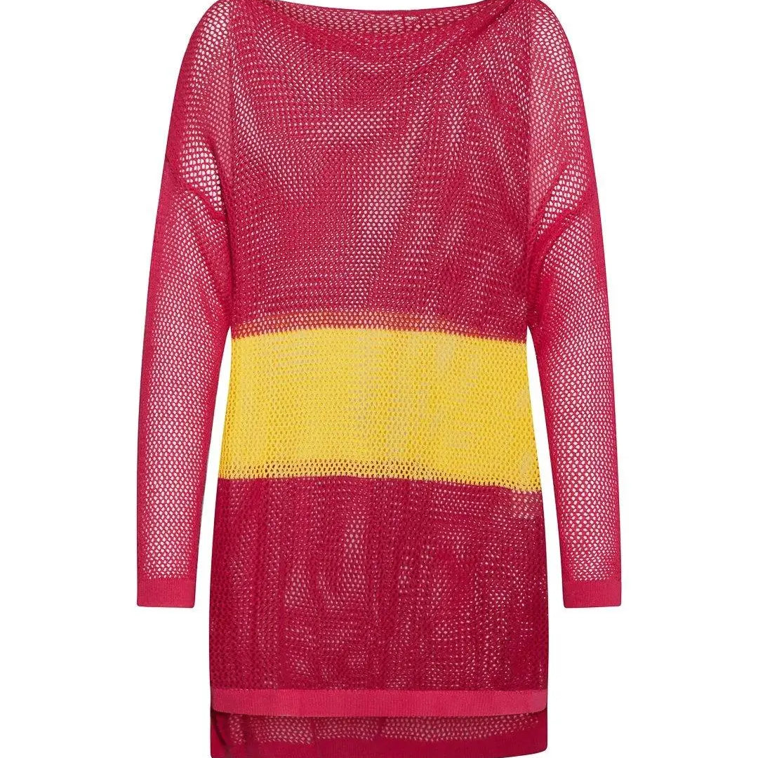 Maglia traforata FUXIA-GIALLO IRONICA XL