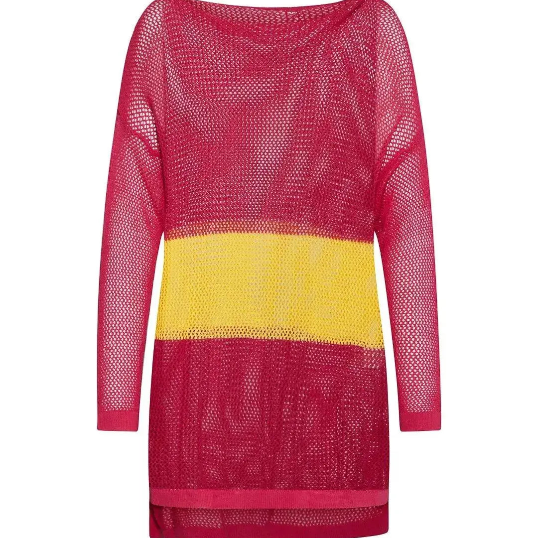 Maglia traforata FUXIA-GIALLO IRONICA XL