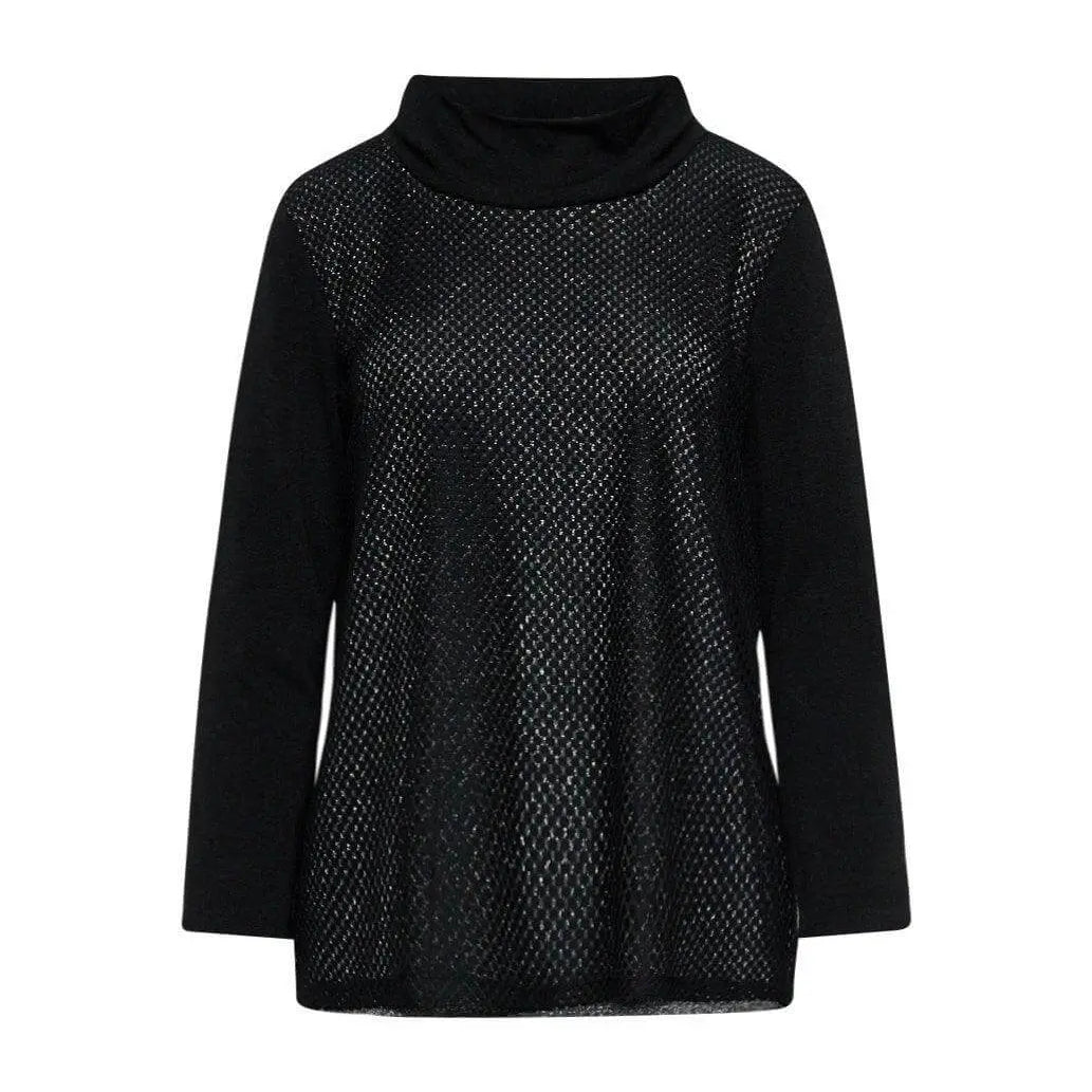 Maglia traforata con lurex NERO-ARGENTO DORABELLA XXL
