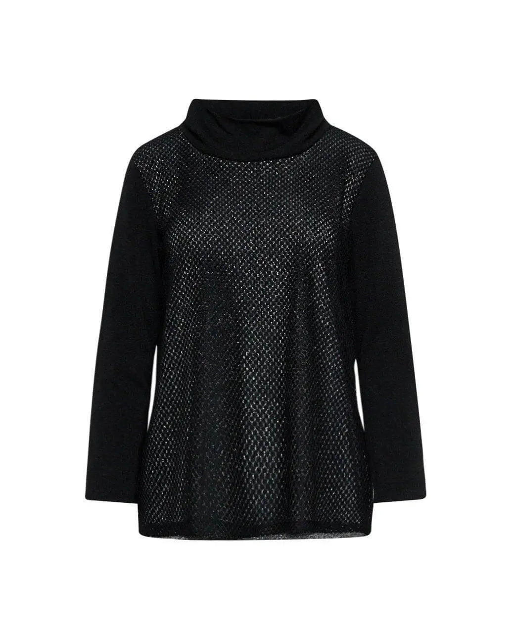 Maglia traforata con lurex NERO-ARGENTO DORABELLA XXL