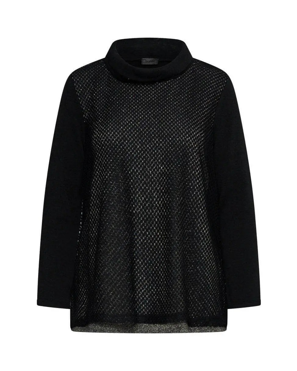 Maglia traforata con lurex NERO-ORO DORABELLA