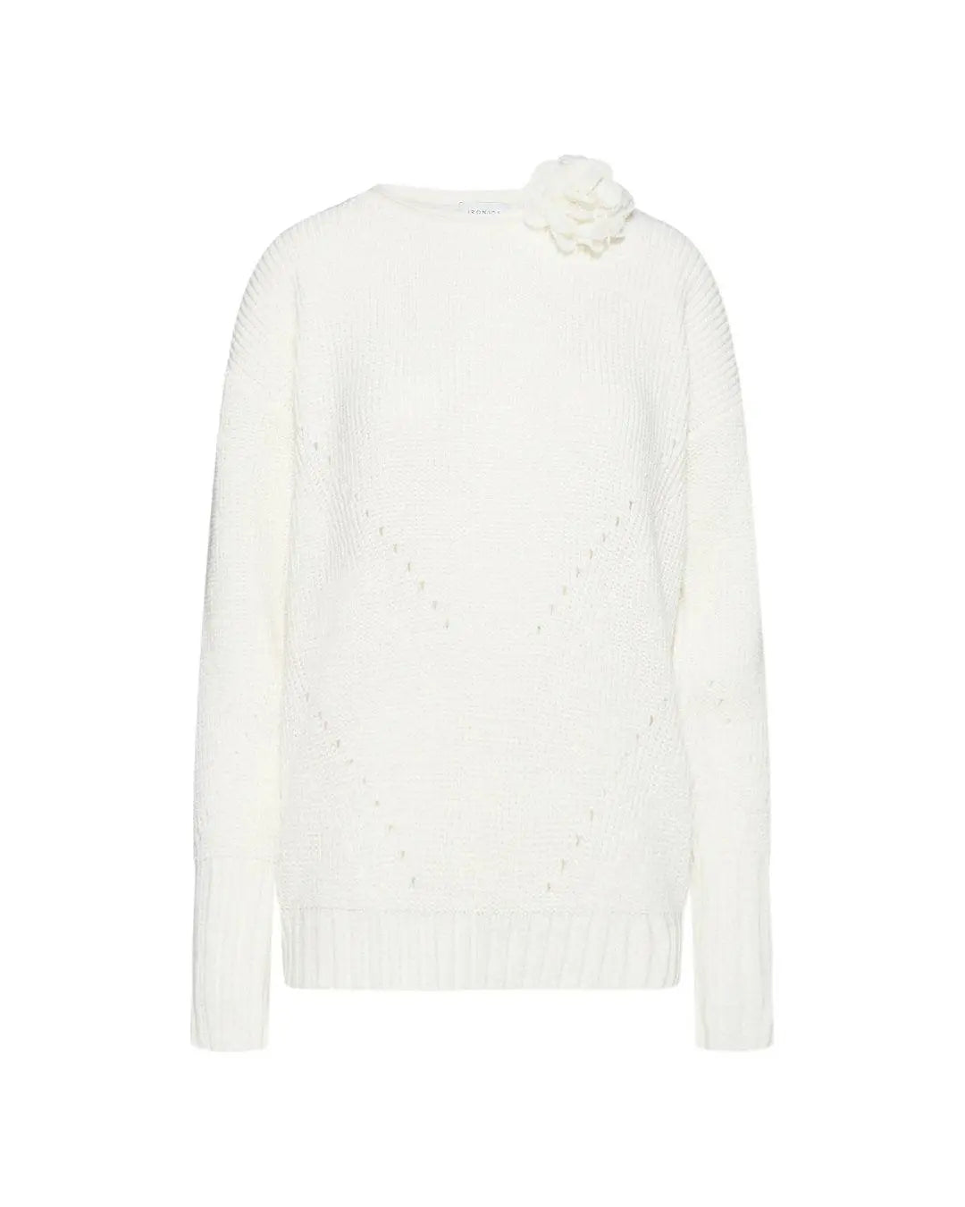 Maglia traforata con spilla PANNA IRONICA XXL