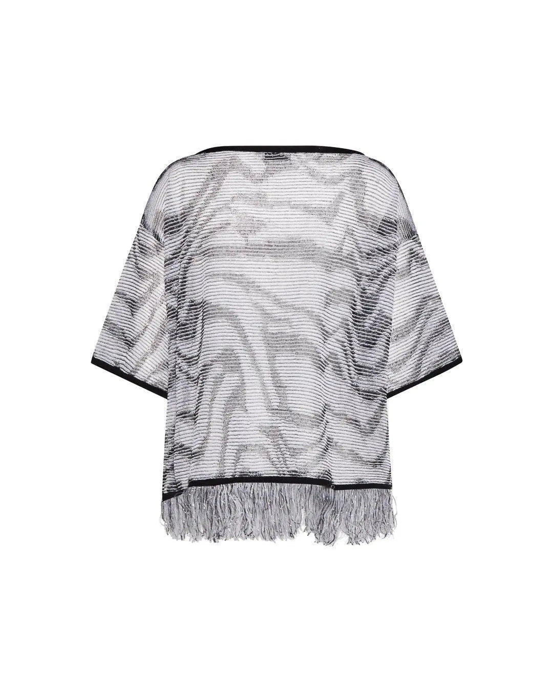 Maglia traforata lurex NERO-PANNA IRONICA