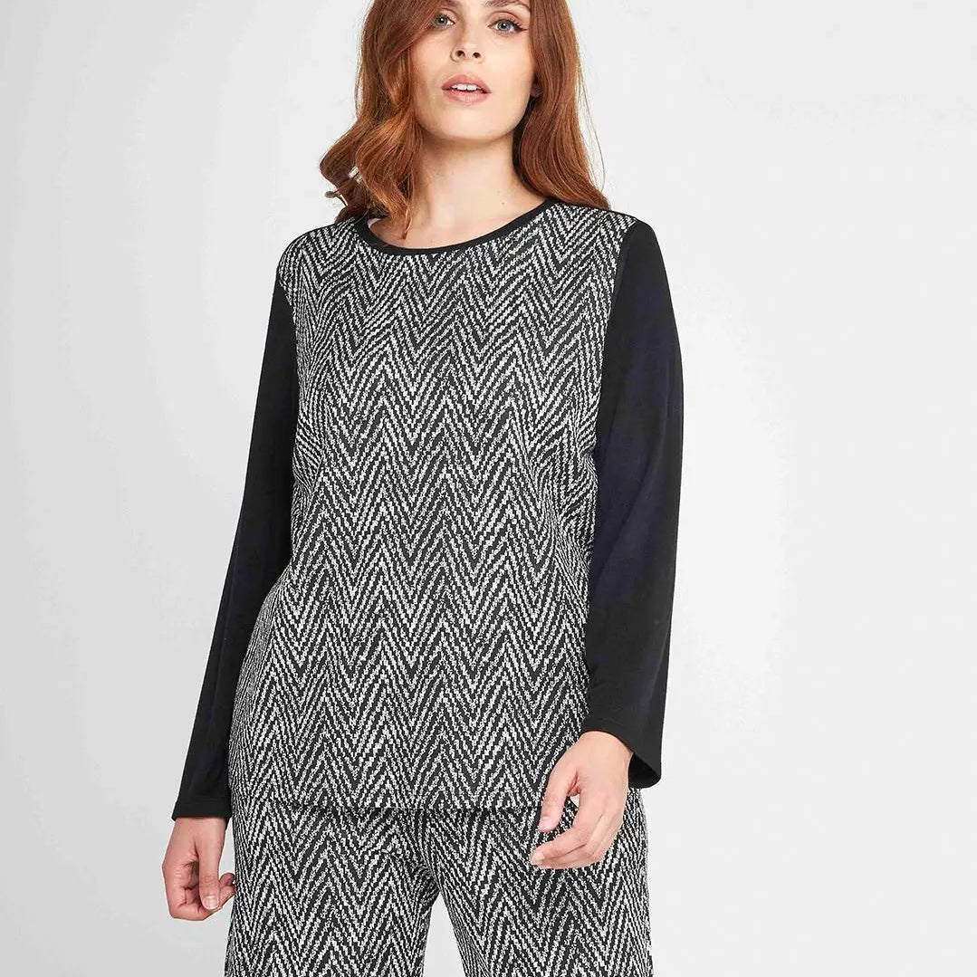 Maglia viscosa spigata NERO-BIANCO DORABELLA XXL