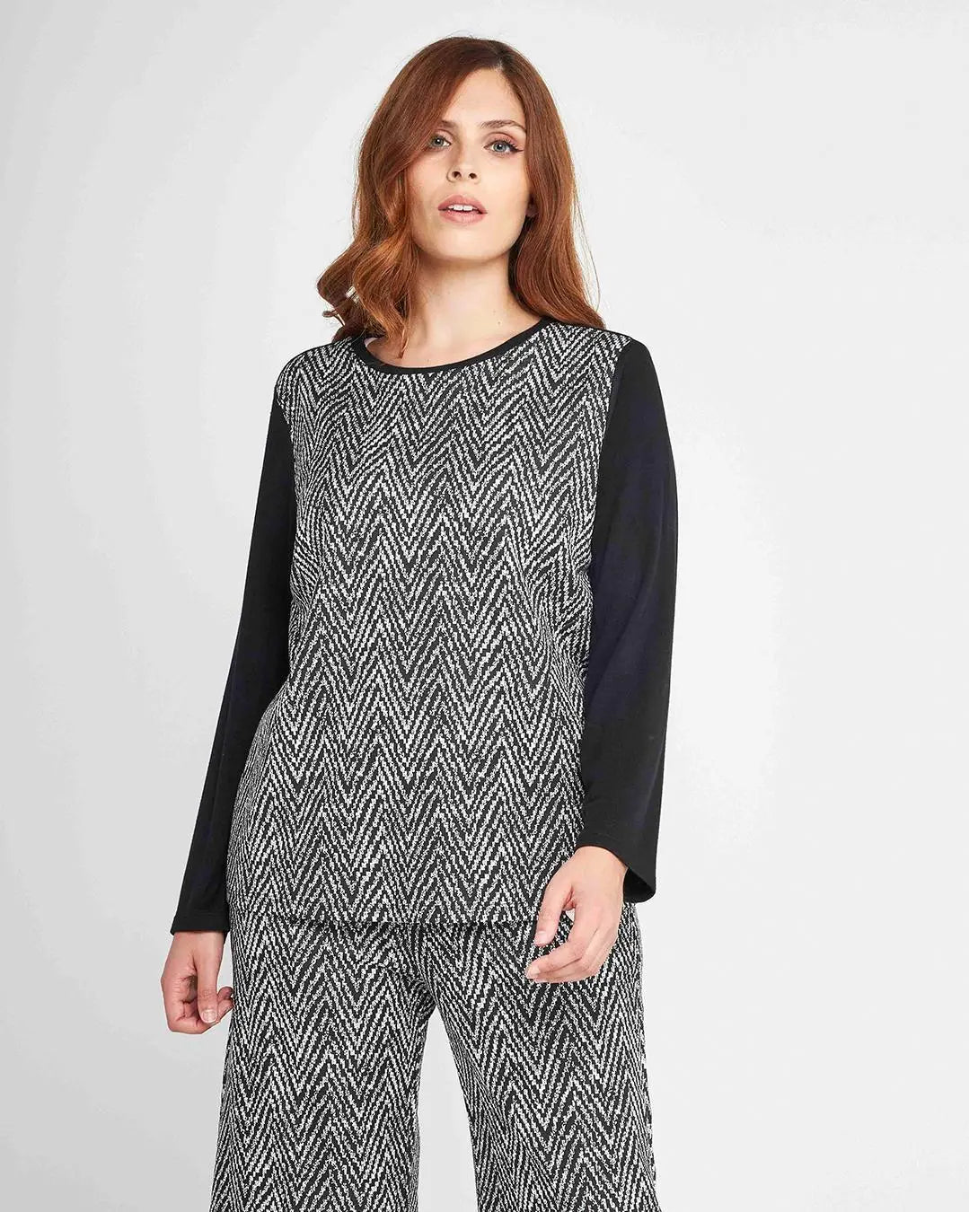 Maglia viscosa spigata NERO-BIANCO DORABELLA XXL