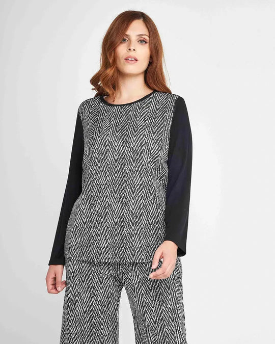 Maglia viscosa spigata NERO-BIANCO DORABELLA XXL