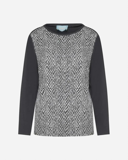 Maglia viscosa spigata NERO-BIANCO DORABELLA