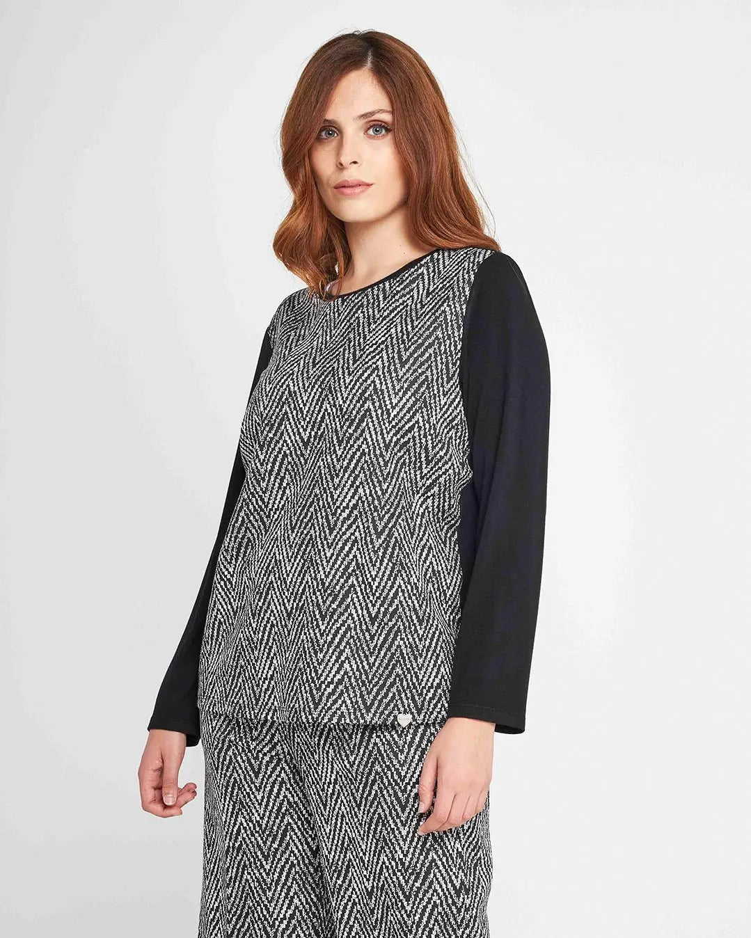 Maglia viscosa spigata NERO-BIANCO DORABELLA