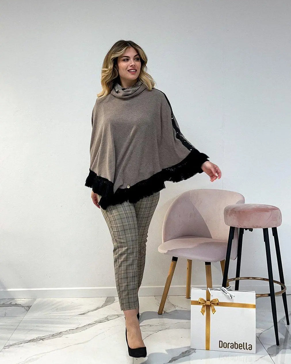 Mantella con collo ad anello BEIGE DORABELLA UNICO