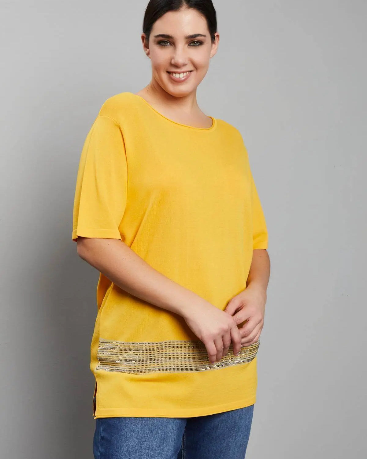 Maxi maglia con dettaglio strass OCRA DORABELLA CURVY