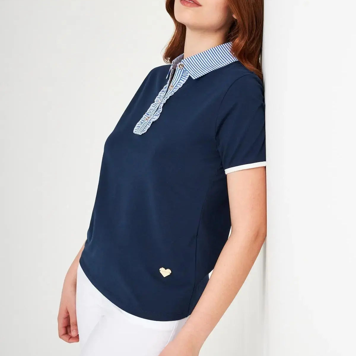 POLO ROUCHES BLUE NAVY DORABELLA XL