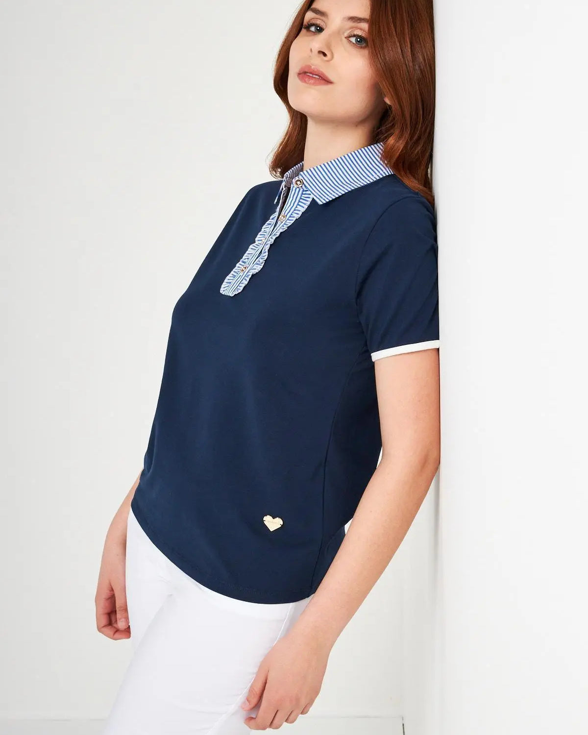 POLO ROUCHES BLUE NAVY DORABELLA XL