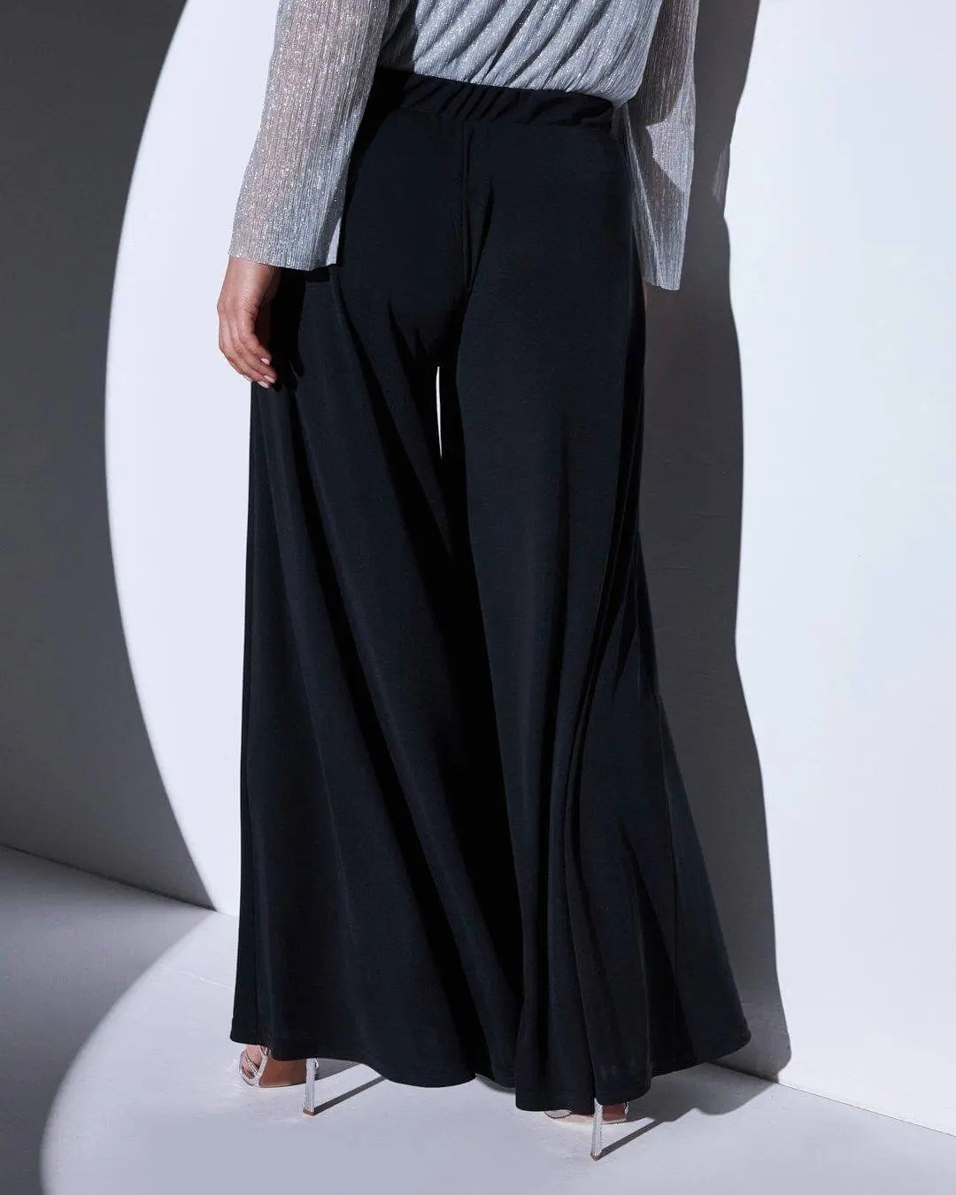 Pantalone a gamba ampia in jersey punto Milano NERO DORABELLA