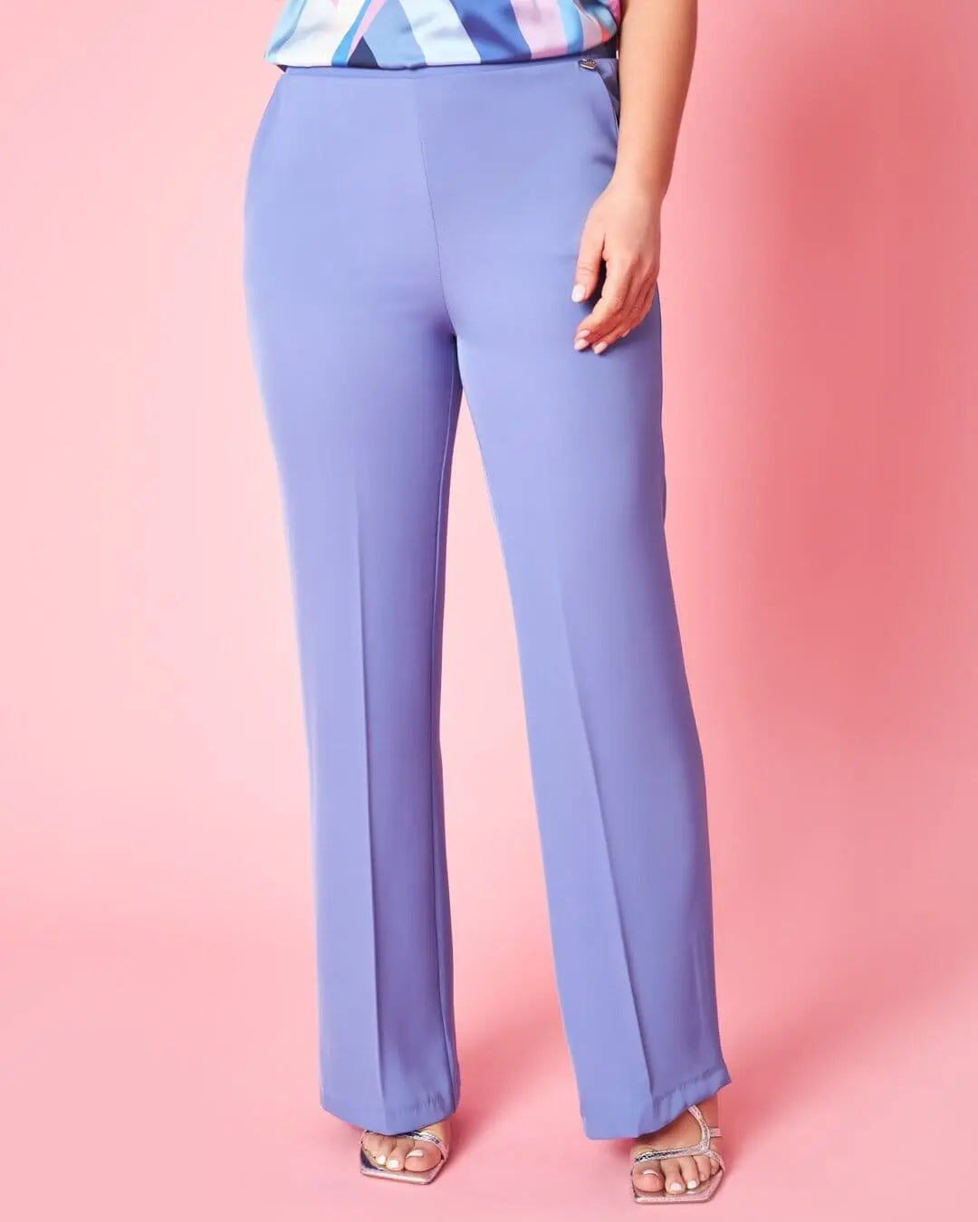 Pantalone a gamba dritta in cady tinta unita con bustino elastico LAVANDA DORABELLA XXL