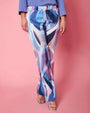 Pantalone a gamba dritta in raso con fantasia astratta multicolor FANTASIA DORABELLA XXL
