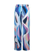 Pantalone a gamba dritta in raso con fantasia astratta multicolor FANTASIA DORABELLA