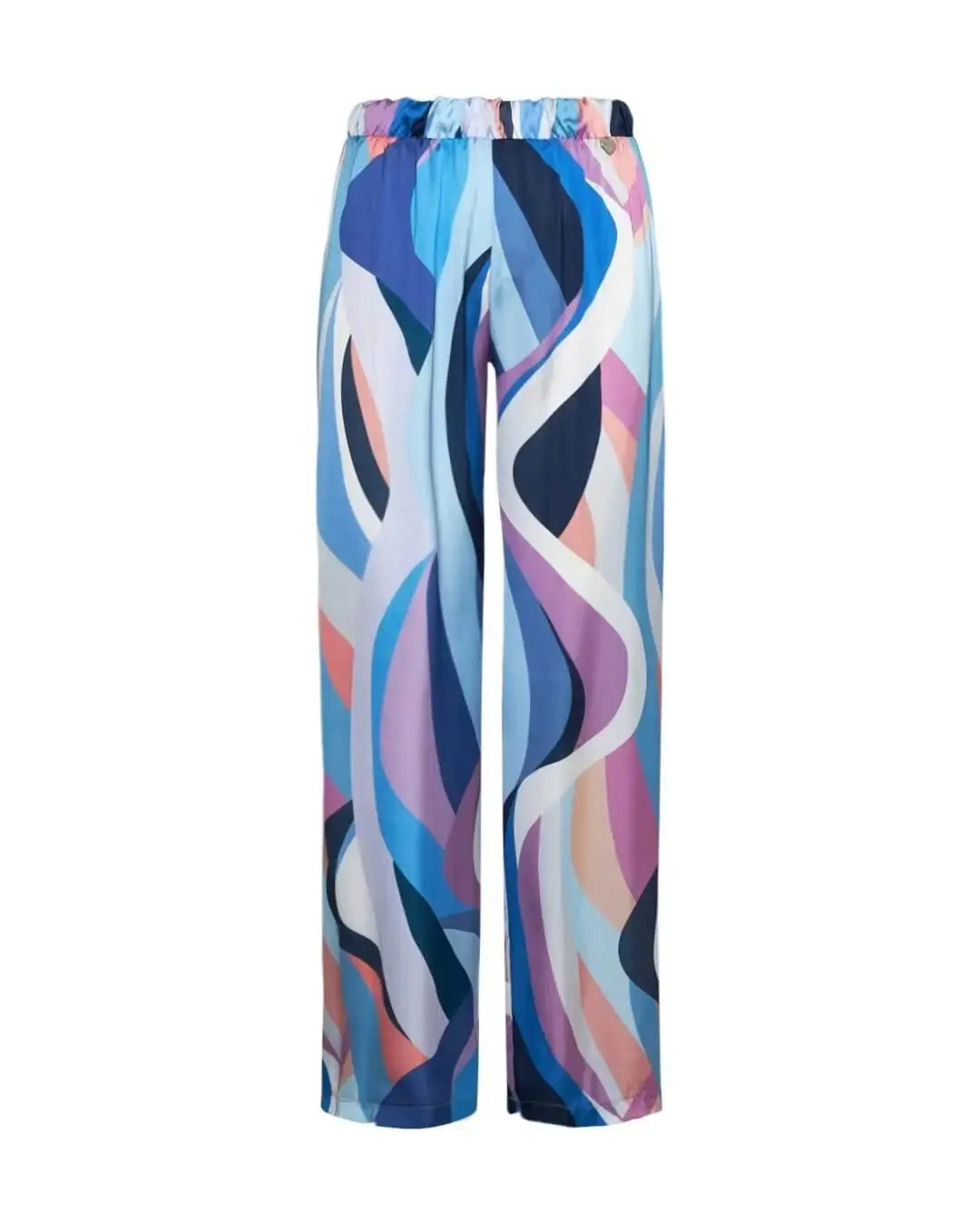Pantalone a gamba dritta in raso con fantasia astratta multicolor FANTASIA DORABELLA