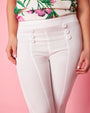 Pantalone a sigaretta in cady elasticizzato con bottoni in tinta OFF WHITE DORABELLA