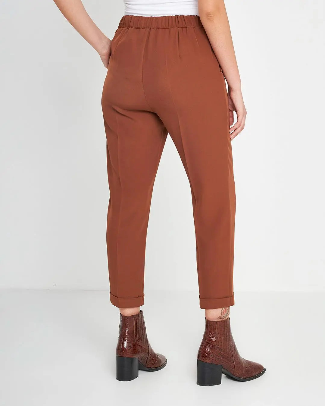 Pantalone bottone gioello Marrone DORABELLA