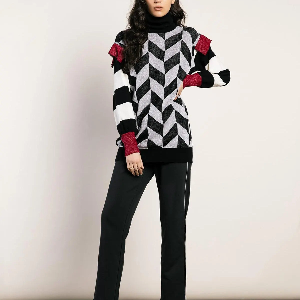 Pantalone con righe laterali NERO IRONICA XL