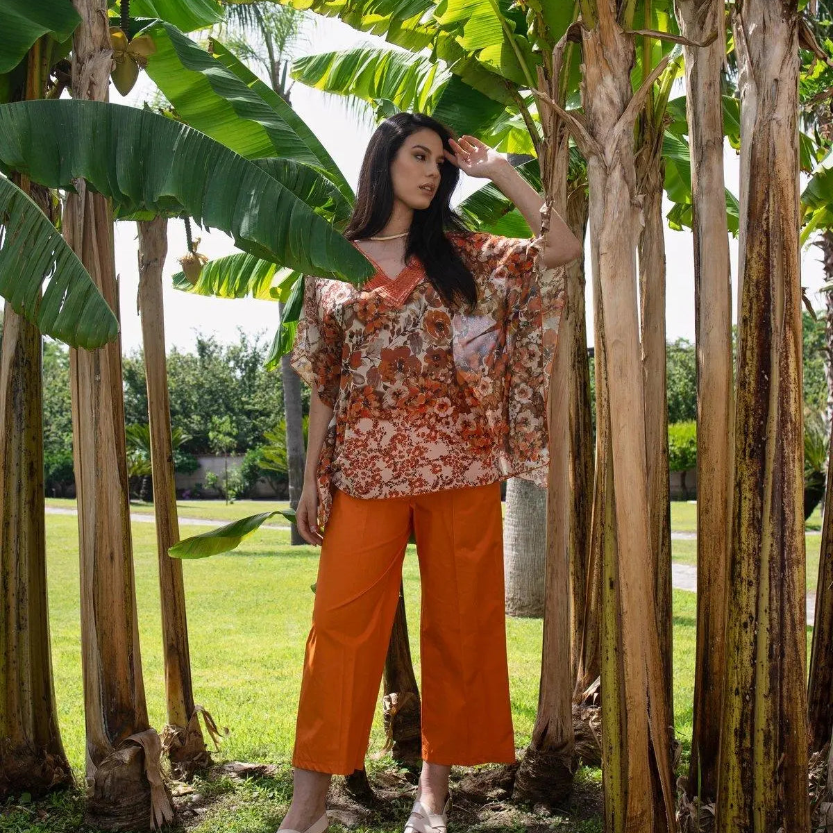 Pantalone cropped in cotone ARANCIO DORABELLA XL