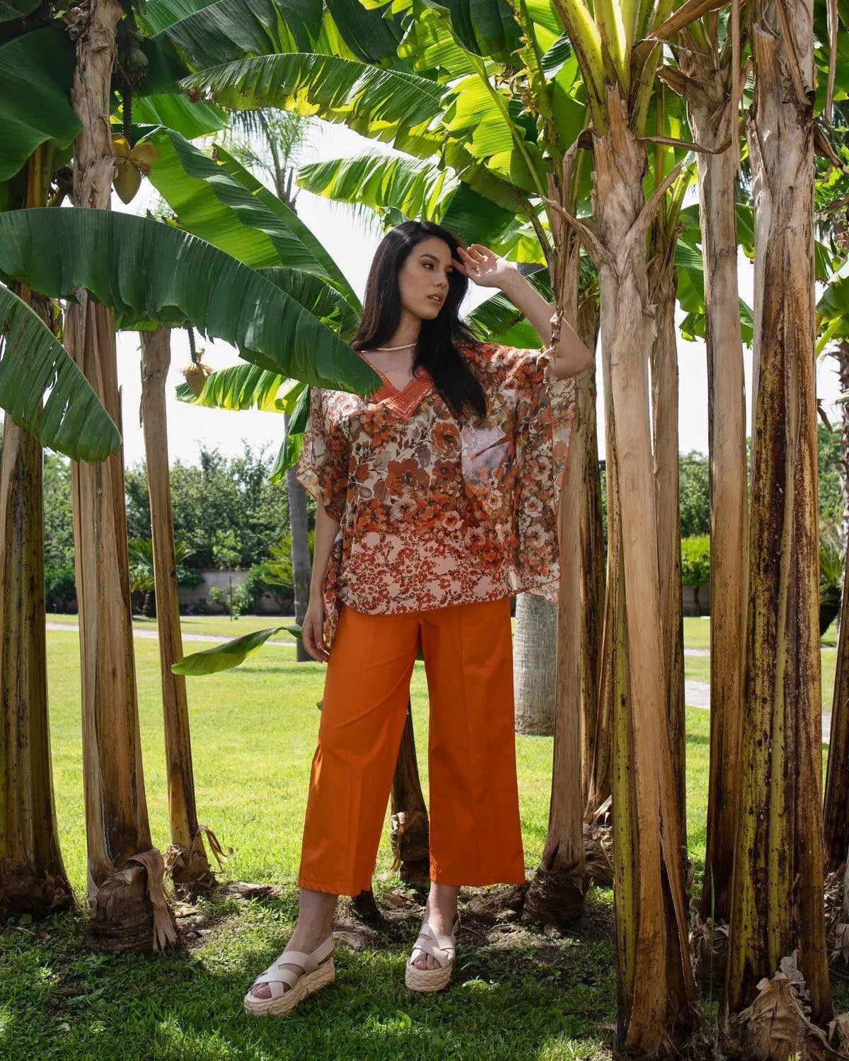 Pantalone cropped in cotone ARANCIO DORABELLA XL