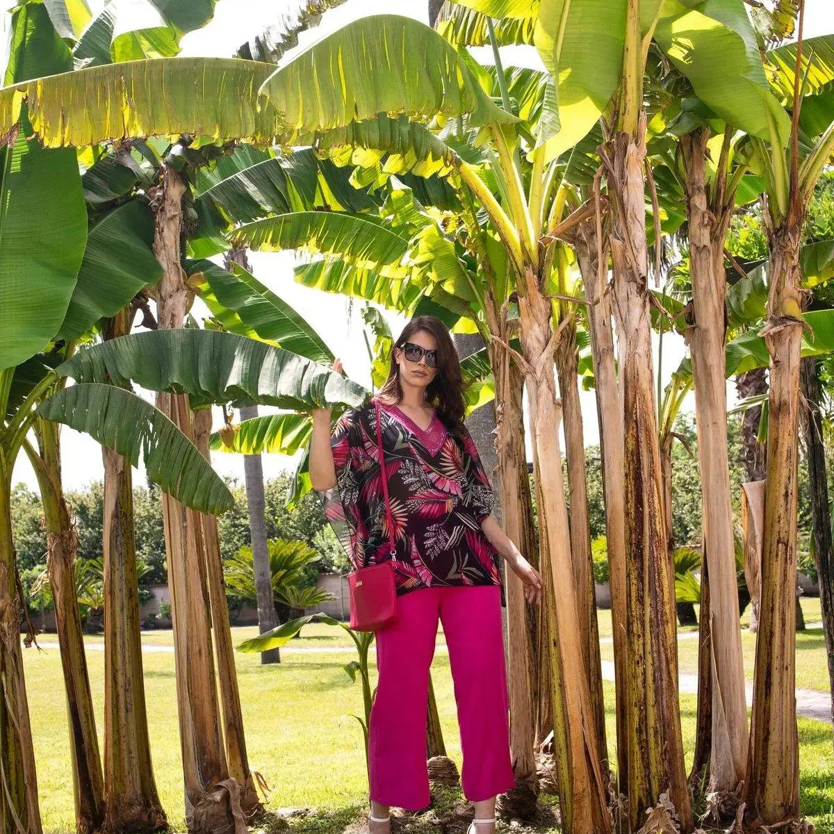 Pantalone cropped in viscosa FUXIA DORABELLA XL